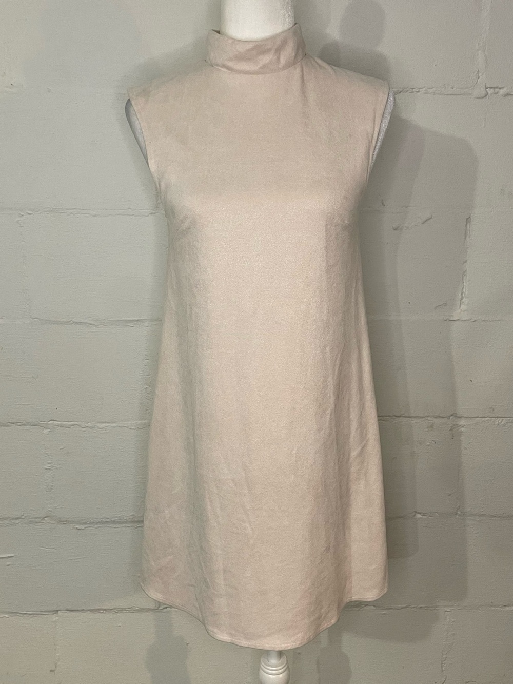 Free People Light Blush Mock Neck Sleeveless Mini Dress - Picture 1 of 5